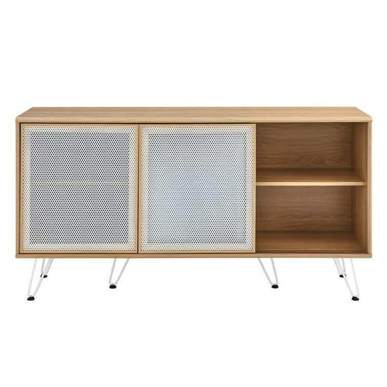 Nomad Modern Oak Sideboard with Sliding Metal Mesh Doors