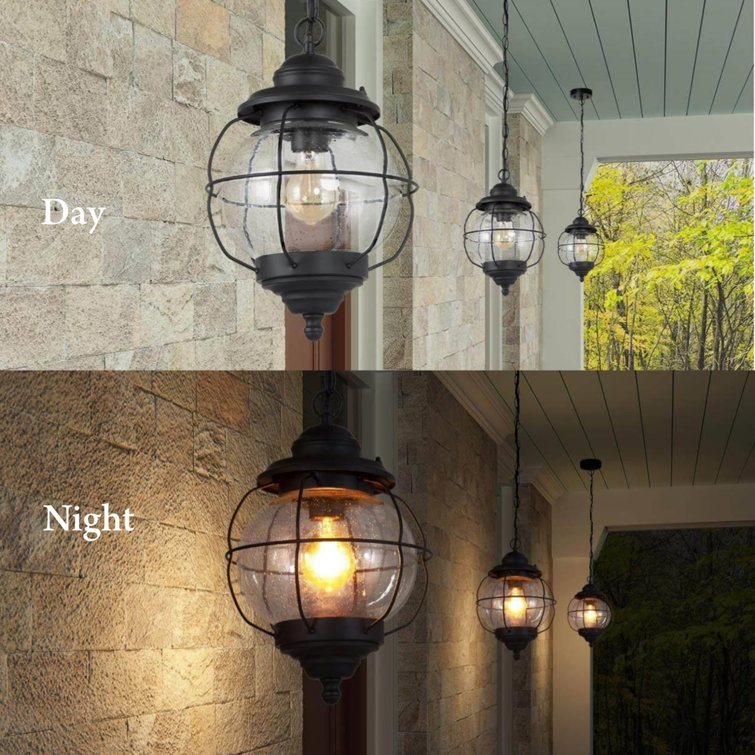 Matte Black Aluminum Globe Outdoor Pendant Light
