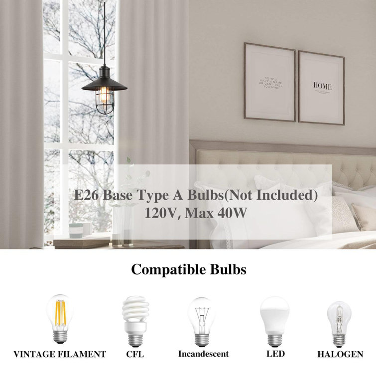Matte Black Metal Cage Mini Pendant Light