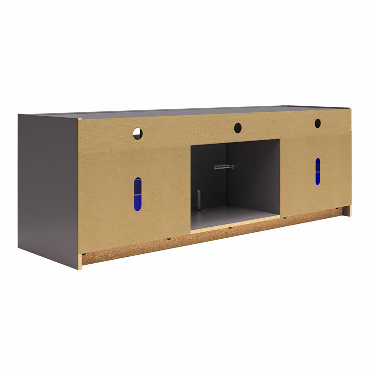 Graphite Gray Engineered Wood TV Stand with Electric Fireplace