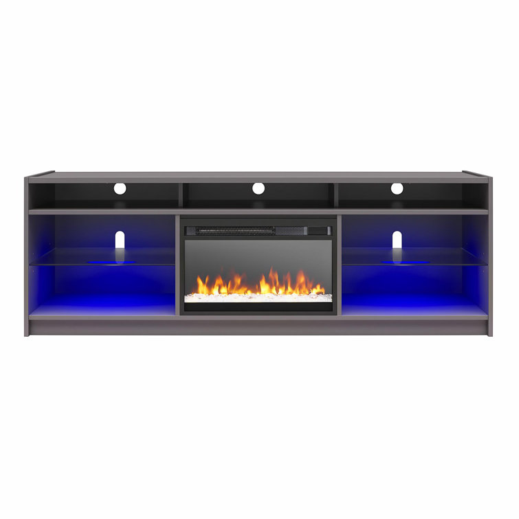 Graphite Gray Engineered Wood TV Stand with Electric Fireplace