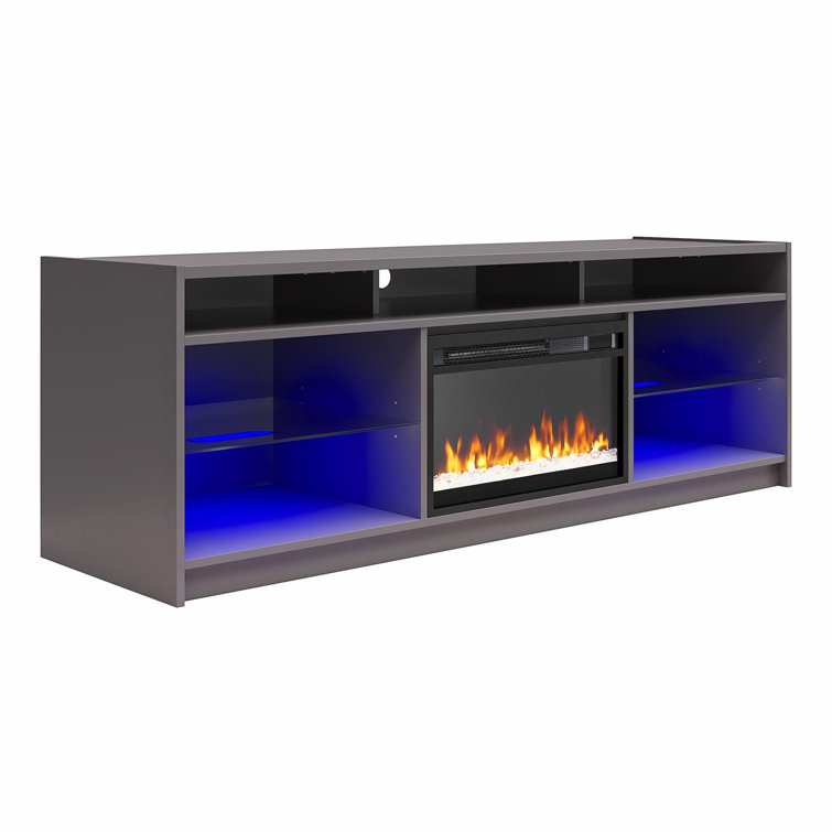 Graphite Gray Engineered Wood TV Stand with Electric Fireplace
