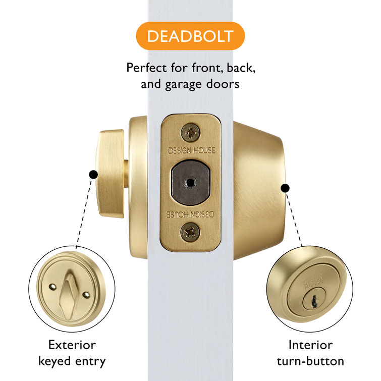 Satin Gold Single Cylinder Deadbolt with Latch