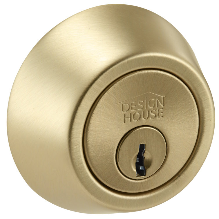 Satin Gold Single Cylinder Deadbolt with Latch