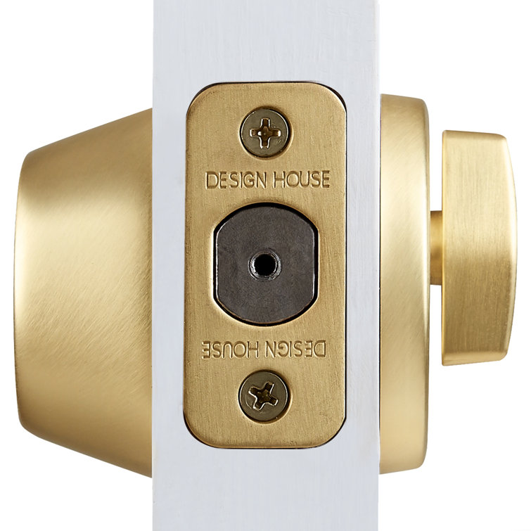 Satin Gold Single Cylinder Deadbolt with Latch