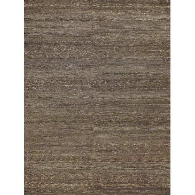 Merino Brown Hand-Knotted Wool 8' x 10' Area Rug