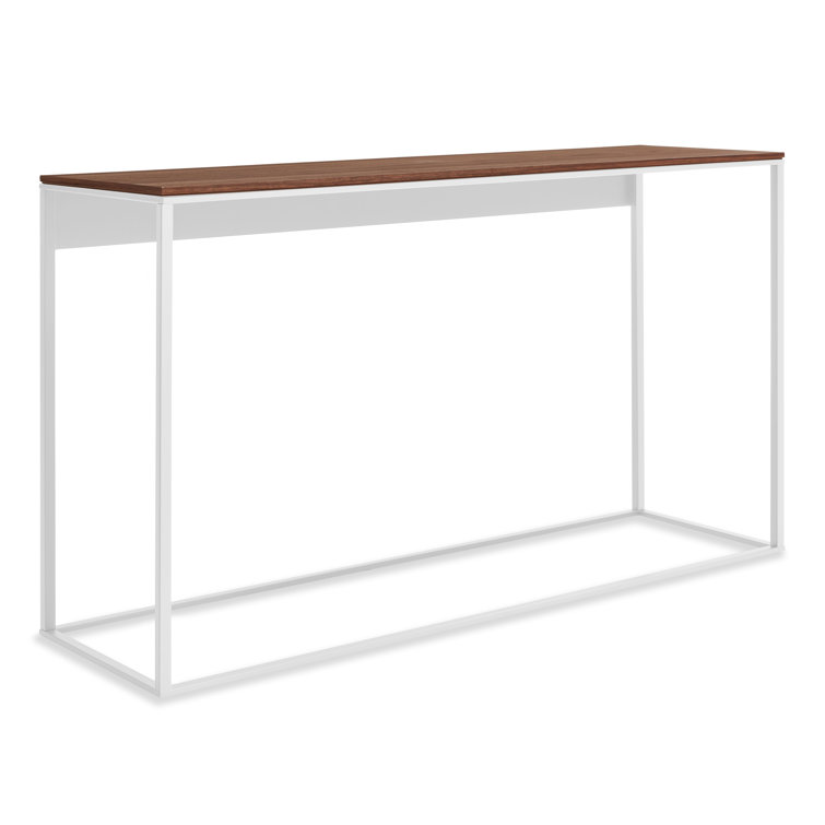 Minimalist White Metal and Walnut Wood Console Table