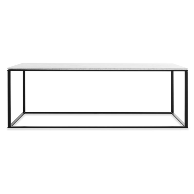 Minimalist Black Metal and Wood Rectangular Coffee Table with Storage