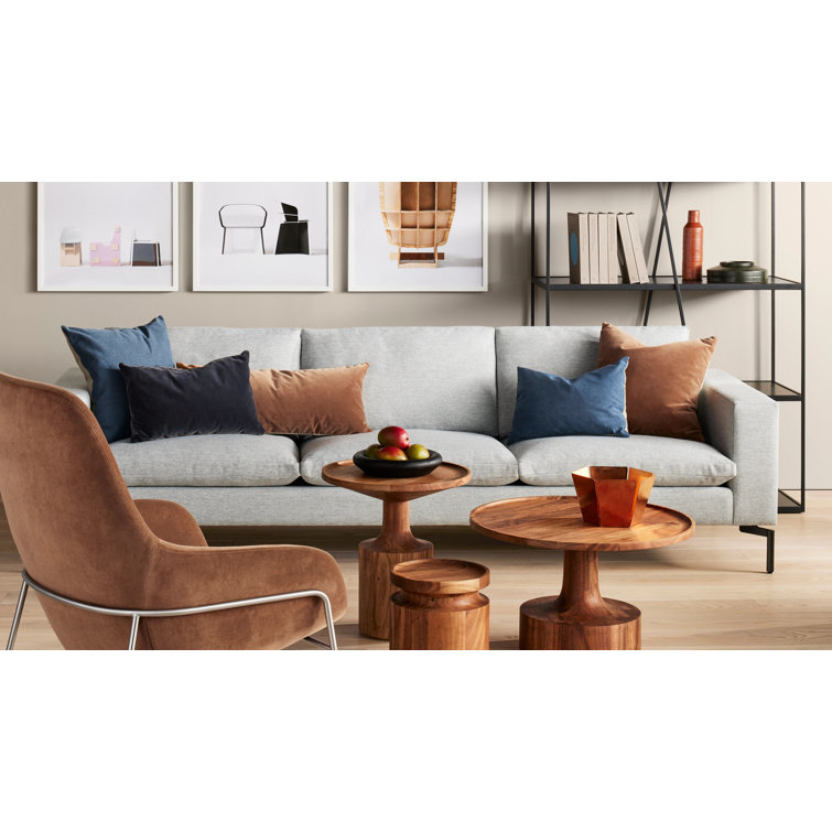 20" x 20" Square Camel Leather and Velvet Pillow