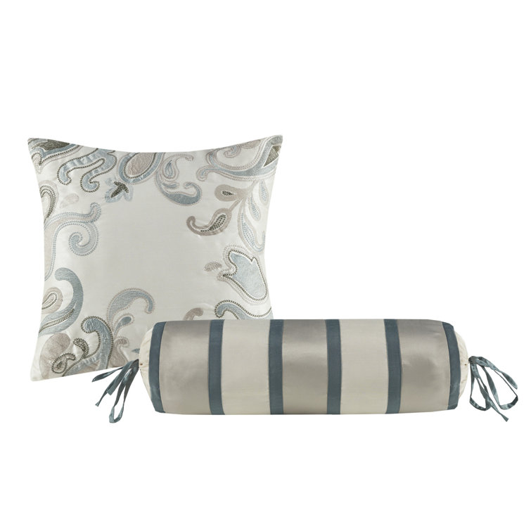 Teal King Reversible Jacquard Bedspread Set with Throw Pillows