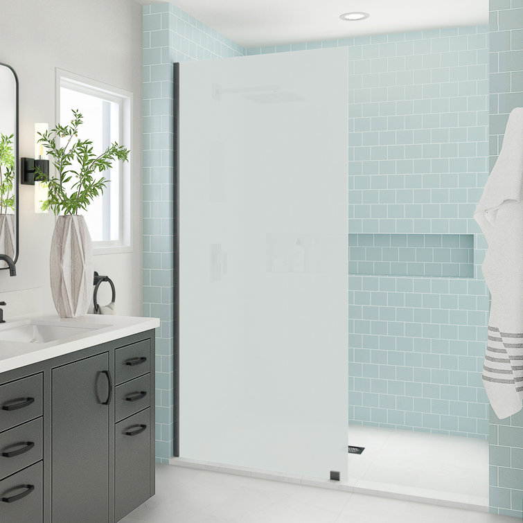 Elyse XL 38 in. W x 80 in. H Fixed Frameless Shower Door with Ultra-Bright Frosted Glass