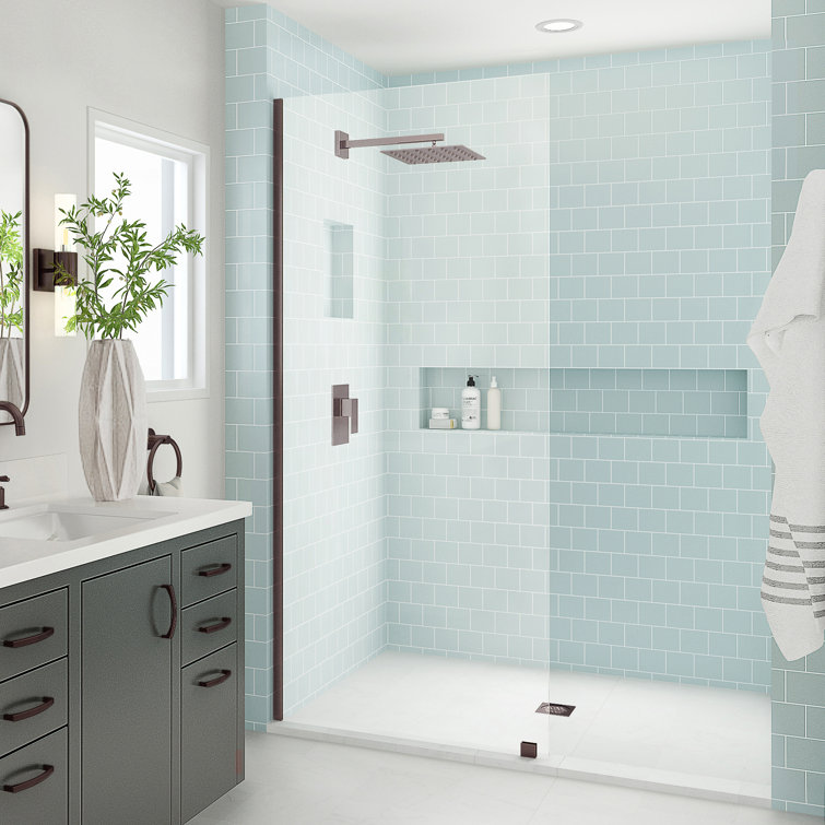 Elyse XL Bronze Frameless Shower Door with Clear Glass
