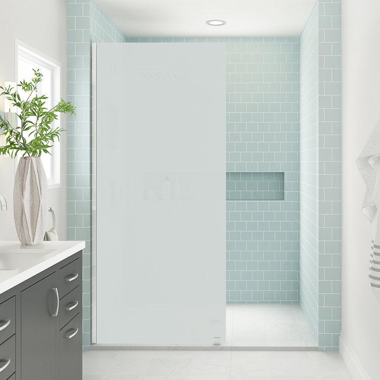 Elyse XL 80 in. Frameless Shower Door with Frosted Glass and Stainless Steel Frame