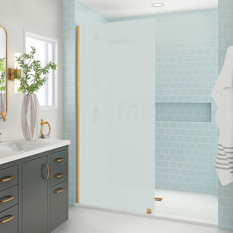 Elyse XL Brushed Gold Frameless Shower Door with Frosted Glass