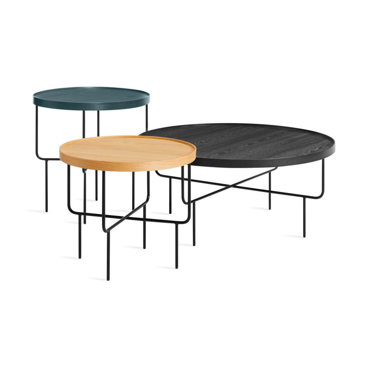 Black Ash and Metal Round Coffee Table