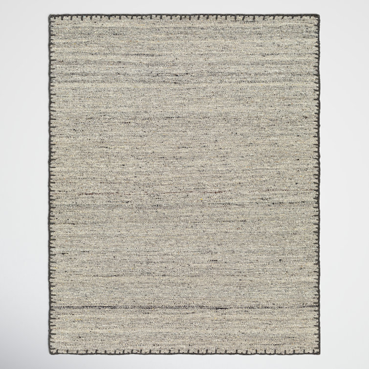 Handmade Gray Wool 8' x 10' Rectangular Rug