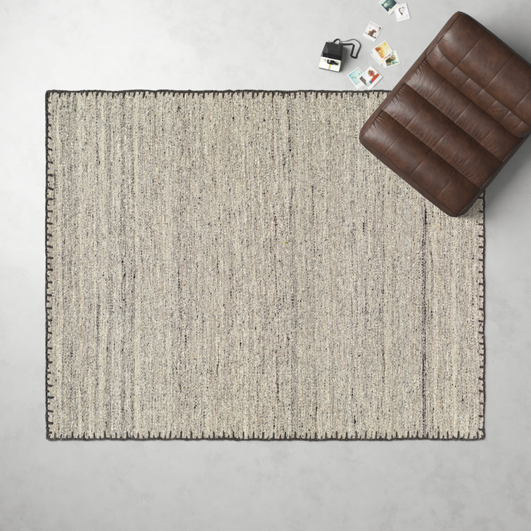 Handmade Gray Wool 8' x 10' Rectangular Rug