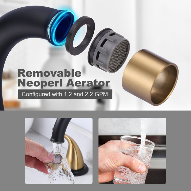 8-Inch Black and Brushed Gold Widespread Bathroom Faucet