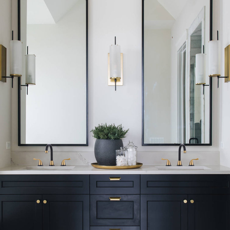 8-Inch Black and Brushed Gold Widespread Bathroom Faucet