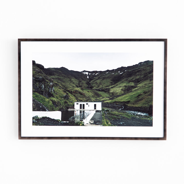 Iceland Swim Green Landscape Framed Wall Art