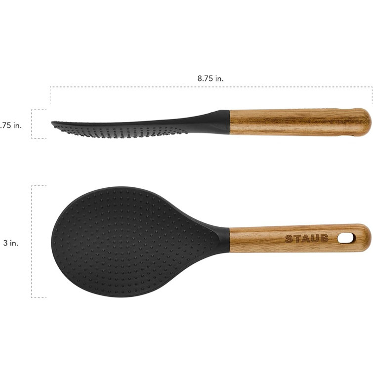 Matte Black Silicone Rice Spoon with Acacia Wood Handle