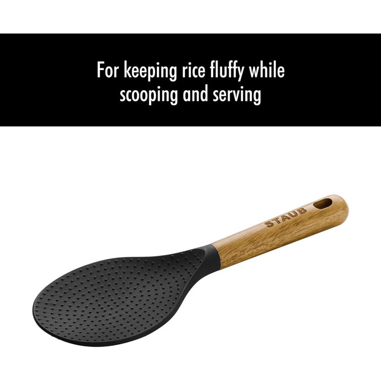 Matte Black Silicone Rice Spoon with Acacia Wood Handle