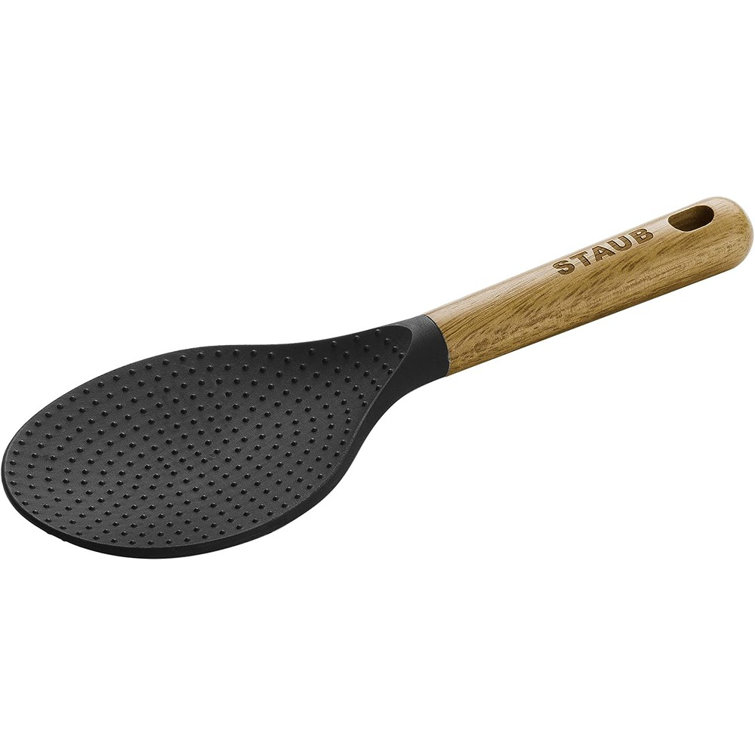 Matte Black Silicone Rice Spoon with Acacia Wood Handle