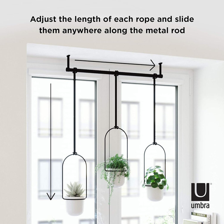 Triflora Adjustable White/Black Indoor Hanging Planter