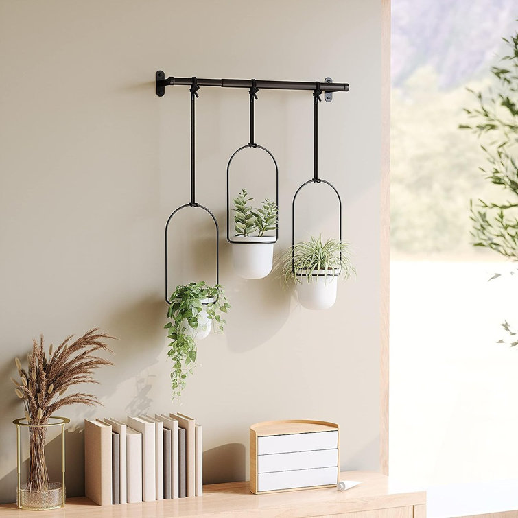Triflora Adjustable White/Black Indoor Hanging Planter