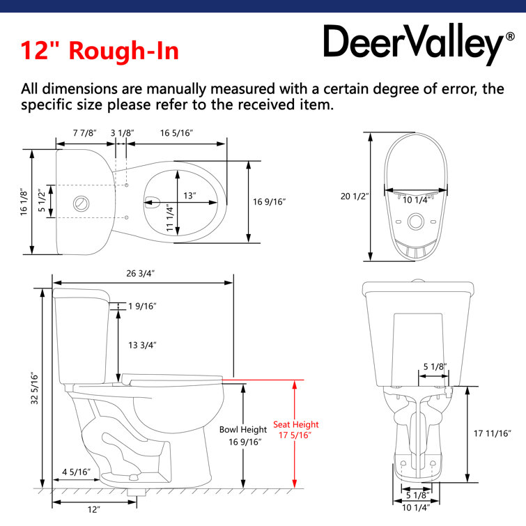 White Round Dual Flush High Efficiency Two-Piece Toilet