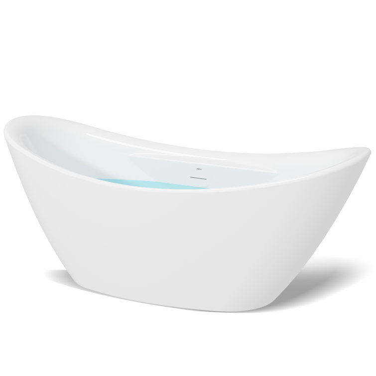 Boracay 67" White Acrylic Freestanding Soaking Bathtub