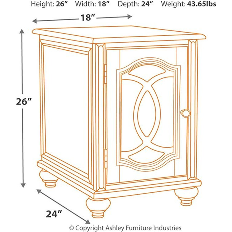 Antiqued Two-Tone Mirrored Cottage End Table with Storage