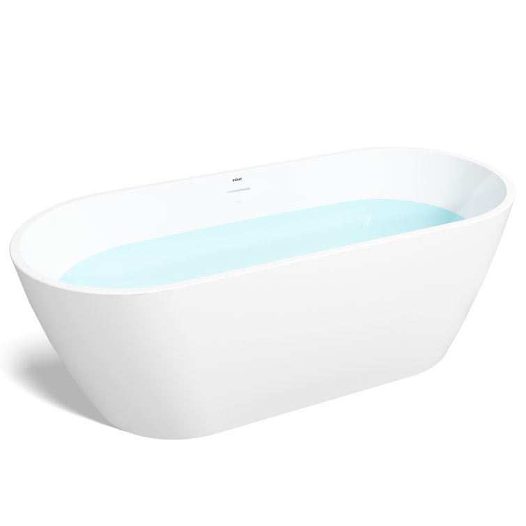 Bali 67" White Acrylic Freestanding Soaking Bathtub with Brushed Nickel Drain
