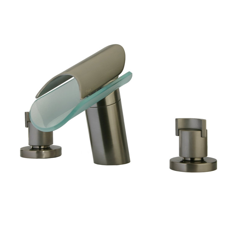 Morgana Brushed Nickel and Glass Widespread Bathroom Faucet