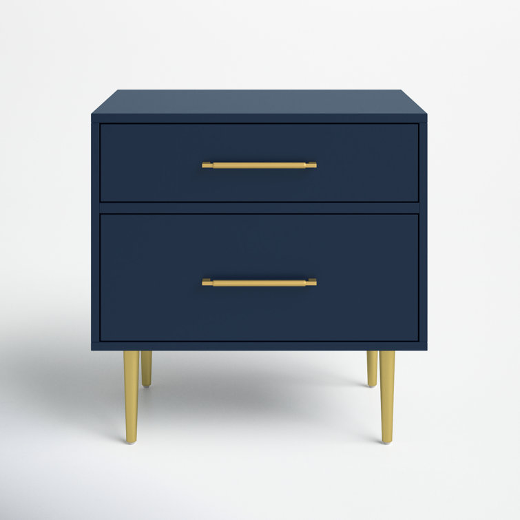 Glamorous Black 1-Drawer Nightstand with Gold Accents