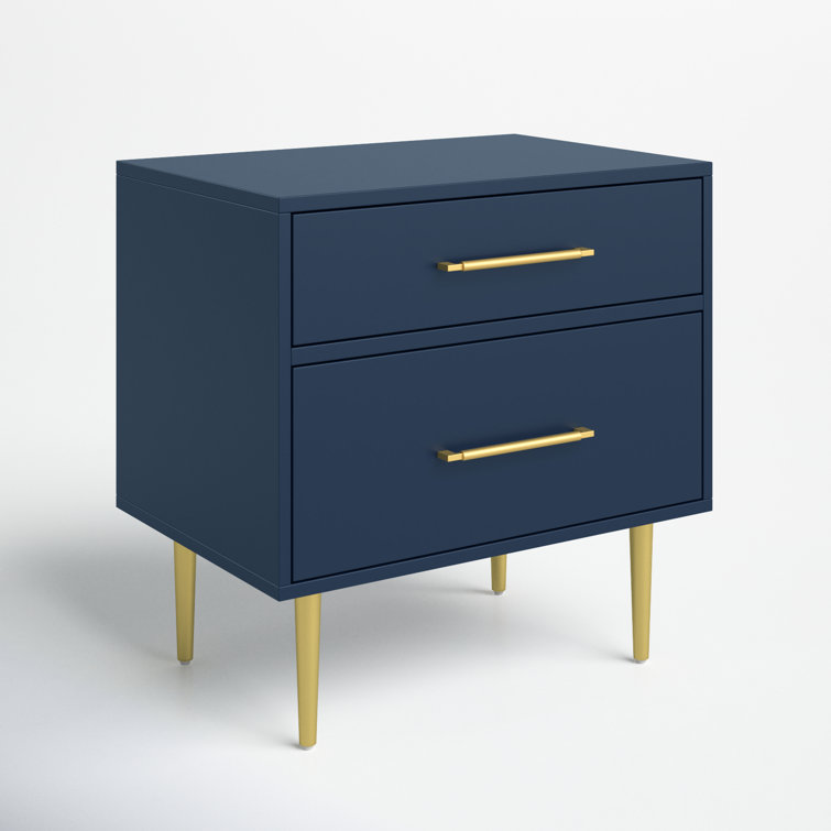 Glamorous Black 1-Drawer Nightstand with Gold Accents