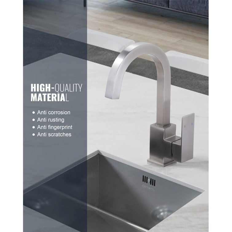 Brushed Nickel Single Handle Modern Bar Faucet with Ceramic Valve