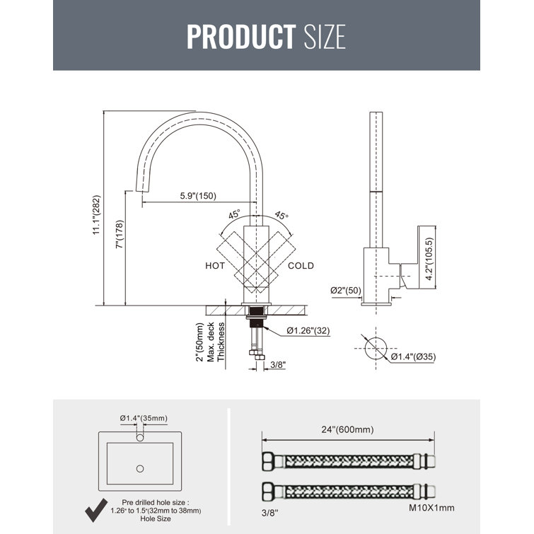 Brushed Nickel Single Handle Modern Bar Faucet with Ceramic Valve