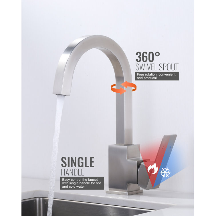 Brushed Nickel Single Handle Modern Bar Faucet with Ceramic Valve