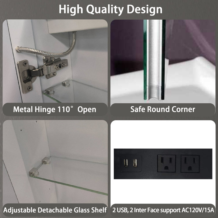 Christhilde 36'' x 24'' Aluminum LED Medicine Cabinet with Double Doors