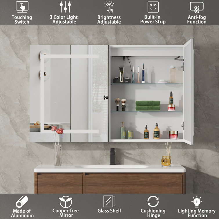 Christhilde 36'' x 24'' Aluminum LED Medicine Cabinet with Double Doors