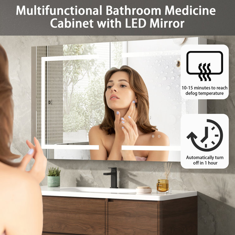 Christhilde 36'' x 24'' Aluminum LED Medicine Cabinet with Double Doors