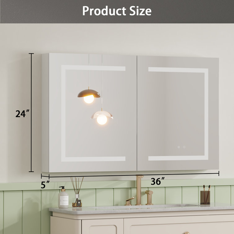Christhilde 36'' x 24'' Aluminum LED Medicine Cabinet with Double Doors