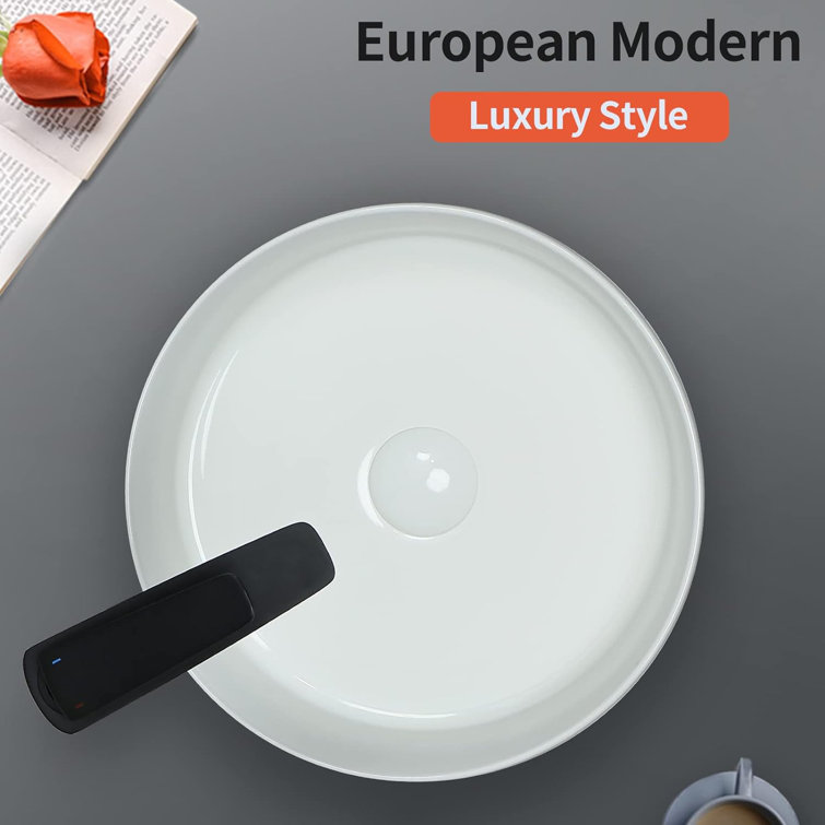 14'' Round White Ceramic Above-Counter Vessel Sink with Pop-Up Drain