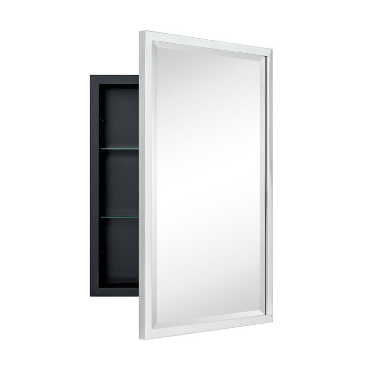 Haddison Chrome 24" x 16" Recessed Medicine Cabinet with Mirror