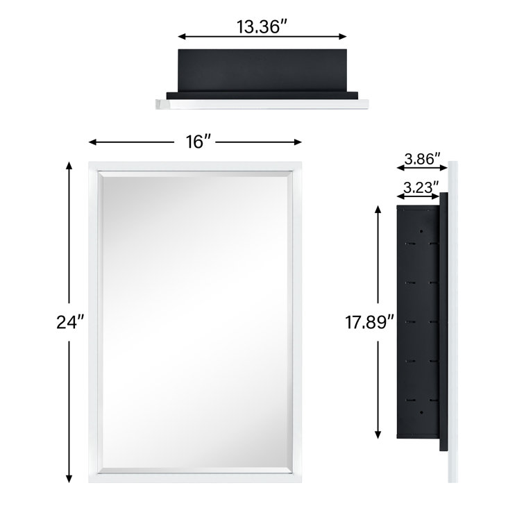 Haddison Chrome 24" x 16" Recessed Medicine Cabinet with Mirror