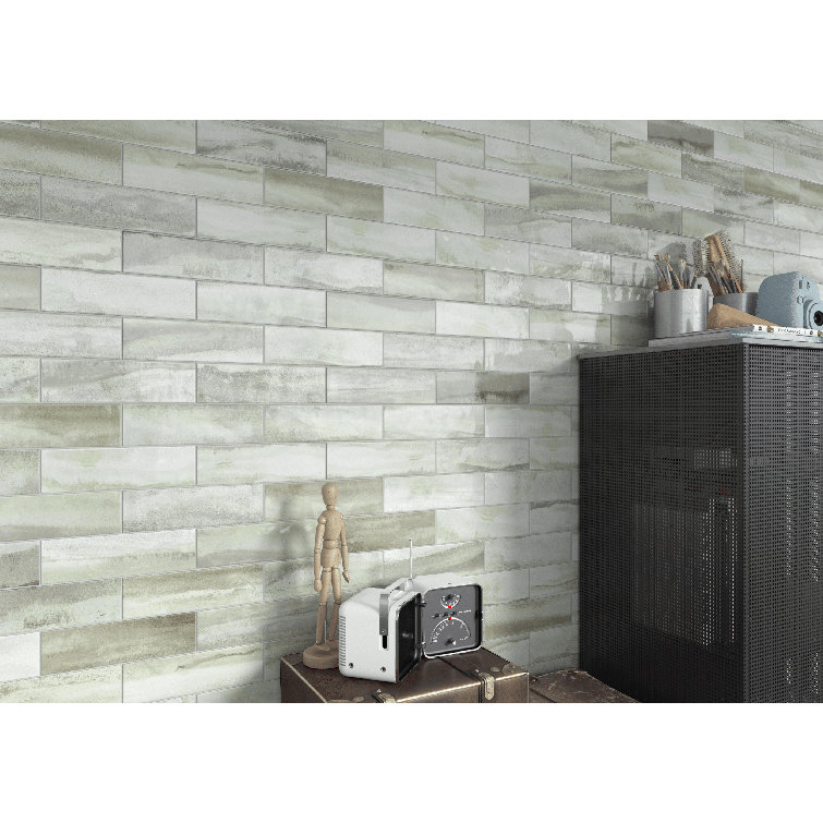 Polar 3" x 10" Glossy Porcelain Marble Look Wall Tile