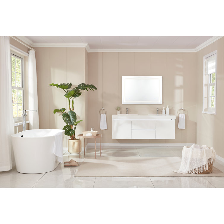 Iris 59" White Freestanding Acrylic Soaking Bathtub