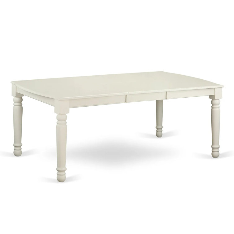 Linen White Extendable Dining Table with 8 Gray Chairs