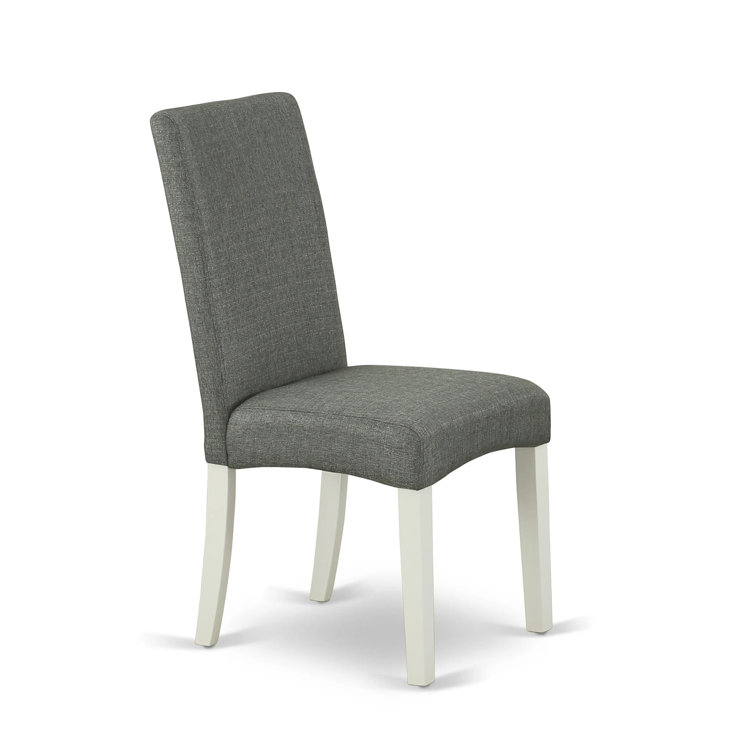 Linen White Extendable Dining Table with 8 Gray Chairs